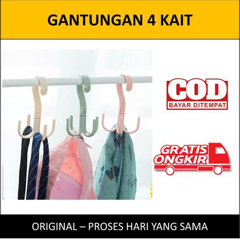 Jual Gantungan 4 Kait Serbaguna Bisa Putar 360 Derajat Gantungan Tas