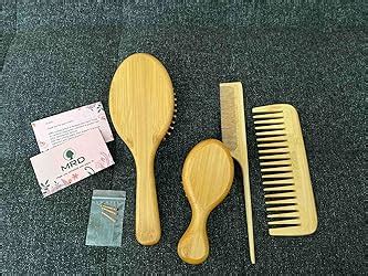 Mrd Hair Brush Set Natural Bamboo Comb Paddle Detangling Hairbrush