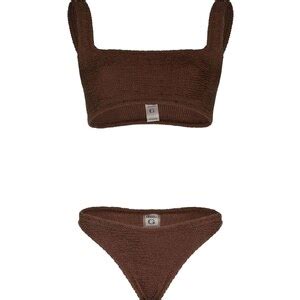 Hunza G Set Bikini Con Effetto Stropicciato Xandra Marrone Stileo It