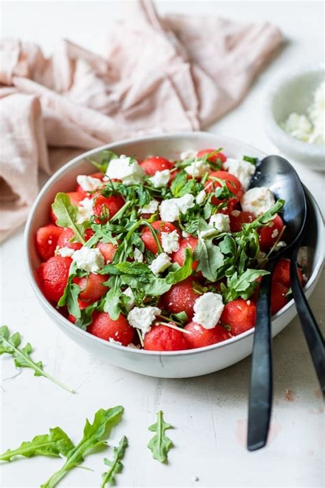 Watermelon Feta Salad With Arugula And Mint Dearcuisine