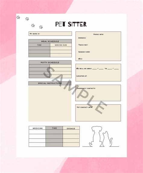 Pet Sitter Instructions Template Printable Pdf Planner Pet Sitting