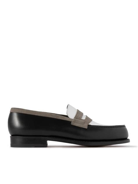 J.M. Weston - 180 Suede-Trimmed Leather Loafers - Black J.M. Weston