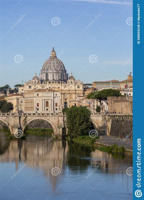 Aelian Bridge Ponte Sant`angelo Across The The River Tiber Rome Italy