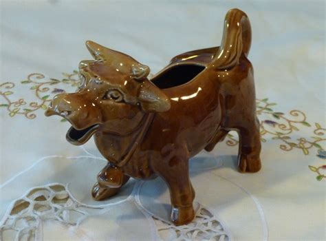 Vintage Laughing Cow Creamer Arthur Wood Glazed Ceramic Milk Jug Brown