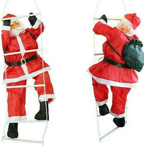 Santa Claus Climbing On Rope Ladder Christmas Tree Indoor Outdoor