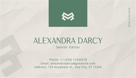 Green Grey Minimalist Book Publisher Business Card 48271227 Template