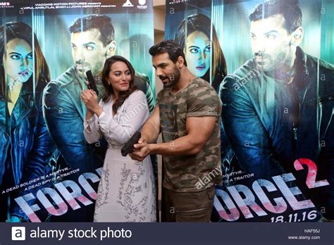 Bollywood Actors John Abraham And Sonakshi Sinha During The Trailer Launch Of Film Force 2 In