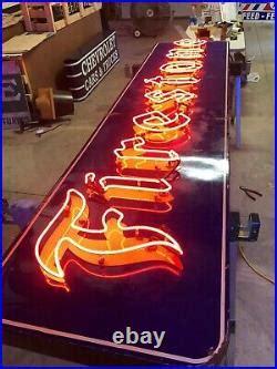 ORIGINAL Vintage NEON FIRESTONE Tire Sign PORCELAIN Car Truck OLD Gas