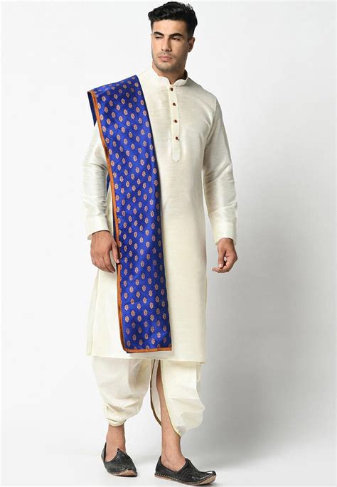 Buy Solid Color Dupion Silk Dhoti Kurta In Off White Online Mve