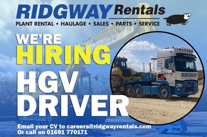 Hgv Driver Position At Ridgway Rentals Plant Hire