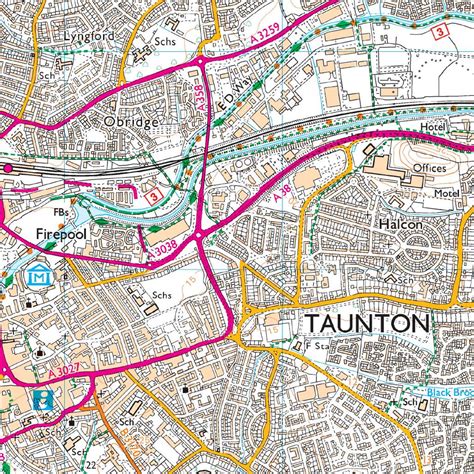 Os Map Of Taunton And Blackdown Hills Explorer 128 Map Ordnance