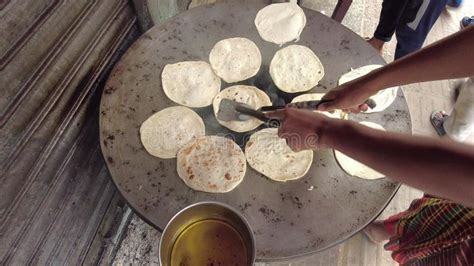 Cooking Roti Chapati On A Big Cooking Pan Stock Video Video Of Flour