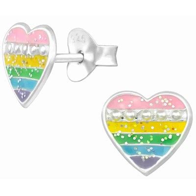 Boucle D Oreille Coeur Arc En Ciel En Argent Mon Bijou Maty