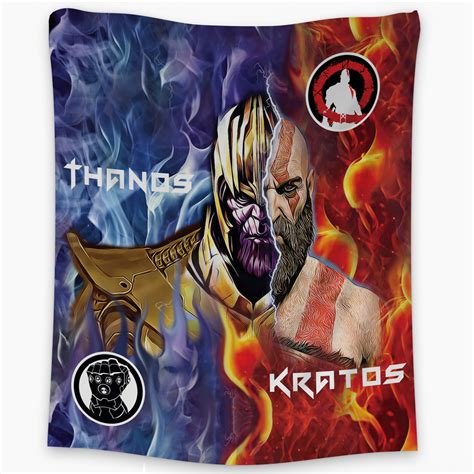 trippy thanos  kratos marvel tapestry animebape