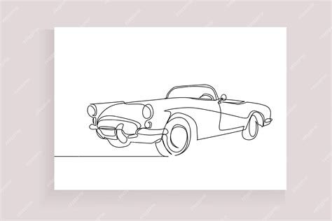 Premium Vector | American vintage vintage car line art