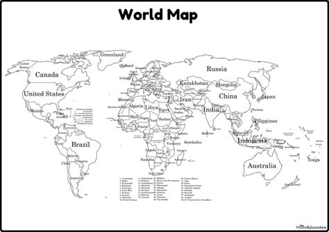 World Map Blank Printable - The Mum Educates