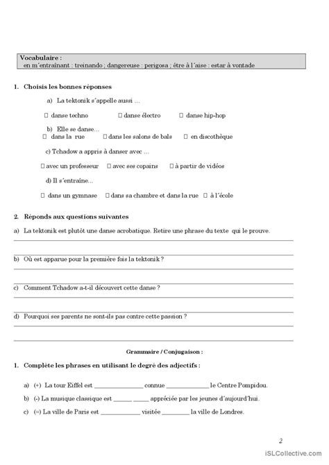 Un Contrôle Français Fle Fiches Pedagogiques Pdf And Doc