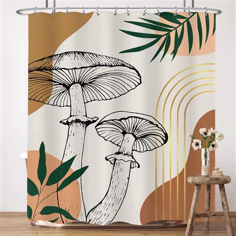 Lightinhome Abstract Boho Mushroom Shower Curtain 60wx72h