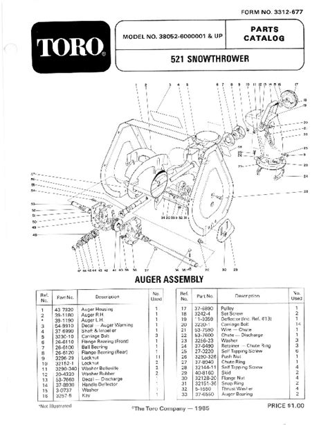 Toro 38052 521 Snowblower Operators Manual 1986