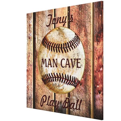 Man Cave Personalized Baseball Wall Art Your Text | Zazzle | Baseball ...