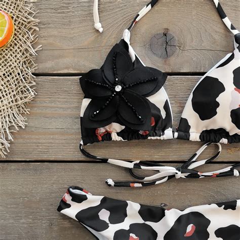 Brazilian Bikini Swimsuits D Flower Bikini Set Sexy Low Waist Brazilian Bikini Sets High Leg