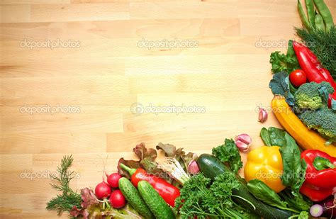 Healthy Organic Vegetables On A Wood Background Stock Photo