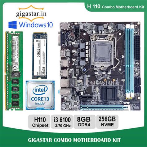 Combo Motherboard Kit With Processor I3 6100 8 GB Ram NVME 256GB