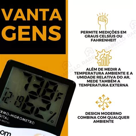 Termo Higrômetro Medidor Temperatura Umidade Sensor Externo R 25 em