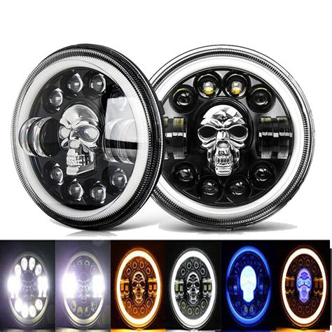 Rgb 7inch Led Headlamp Halo Angel Eyes Round Motorcycle Headlight China Motorcycle Headlight