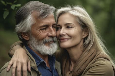 Premium AI Image A Mature Couple Lovingly Holding Each Other