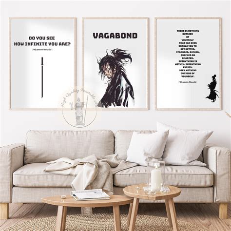 Miyamoto Musashi Vagabond Wall Art Set of 3 Prints, Japanese Print ...