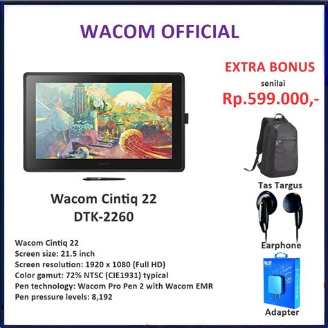 Jual Wacom Cintiq 22 DTK-2260/K0-CX Venus Creative Pen Display DTK 2260 ...