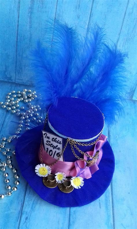 Mad Hatter Hat Wonderland Party Blue Mini Top Hat Headband Mad Etsy