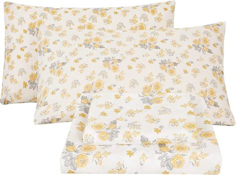 Yellow Floral Bed Sheets Queen Printed Sheet Set Queen Brushed