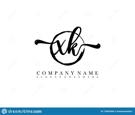 Xk Initial Handwriting Logo Circle Hand Drawn Template Stock Vector