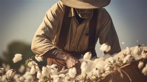 A Photo Of A Cotton Picker Harvesting Cotton Premium Ai Generated Image