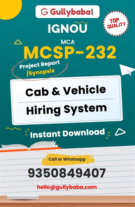 Ignou Mcsp Project Cab Vehicle Hiring System