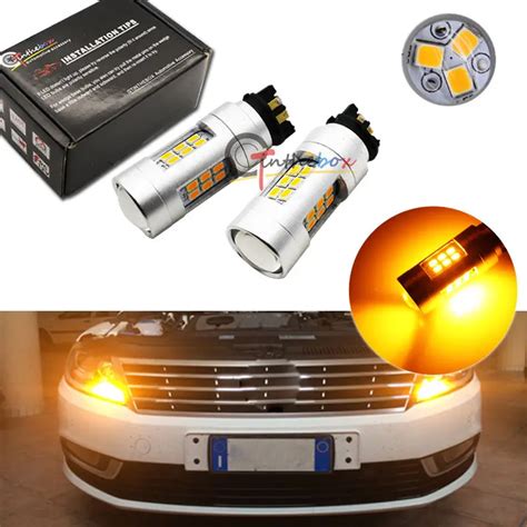 Hi Power Amber 21 SMD PW24W PWY24W LED Bulbs For Audi A3 A4 A5 Q3 MK7