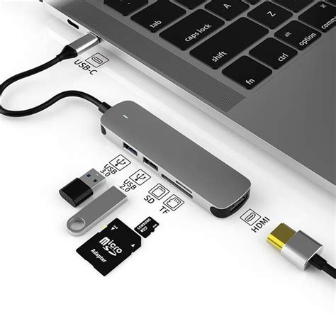 типа C-хаб картридер microsd Адаптер переходник 5 в 1 Type C - HDMI ...