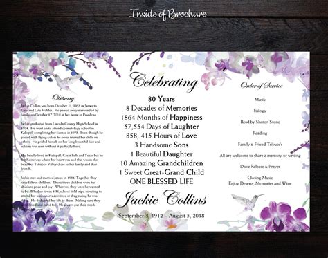 Diy Printable X Tri Fold Funeral Program Memorial Etsy