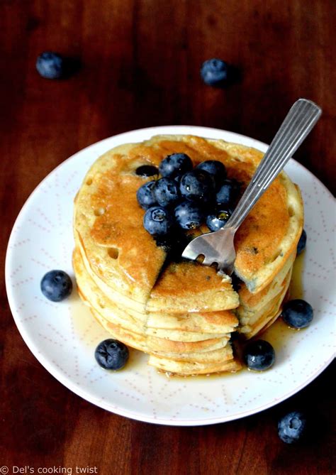 Fluffy Greek Yogurt Blueberry Pancakes Dels Cooking Twist