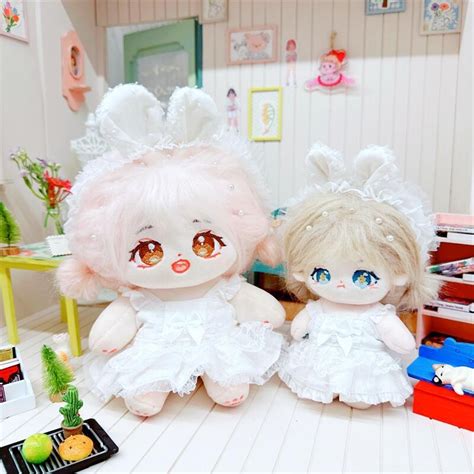 Jual Kawaii White Wedding Dress Suit Idol Doll For 10 20cm Cute Stuffed Naked Plush Doll Toy DIY