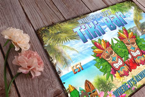 Personalized Tiki Bar Metal Sign Margaritaville Sign Beach Tin Sign Bar