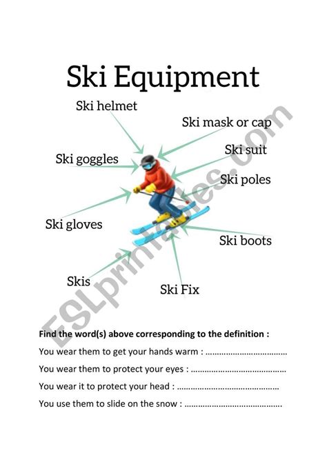 Exercise About Ski Equipment ESL Worksheet By FRIEDA76 Worksheets