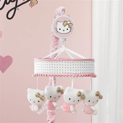 Hello Kitty Pinkgoldwhite Musical Baby Crib Mobile Musical Mobile