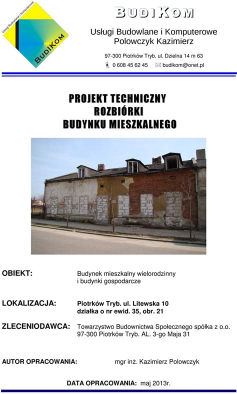 Projekt Techniczny Rozbi Rki Budynku Mieszkalnego Budynek Mieszkalny