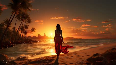 Wallpaper Girl Sunset Miami Beach Brunette Beauty 4K People 24950