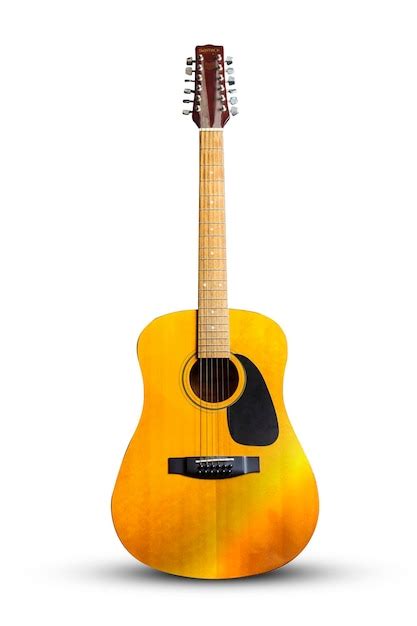 premium photo yellow guitar   white background
