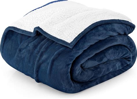 Utopia Bedding Sherpa Blanket Twin Size Navy X Inch Gsm