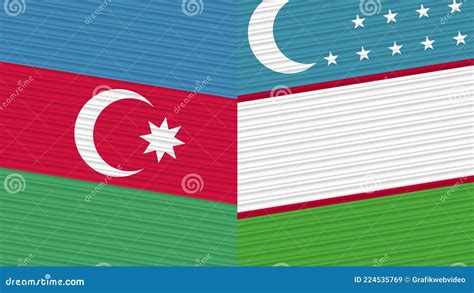 Uzbekistan And Azerbaijan Two Half Flags Together Stock Image Image